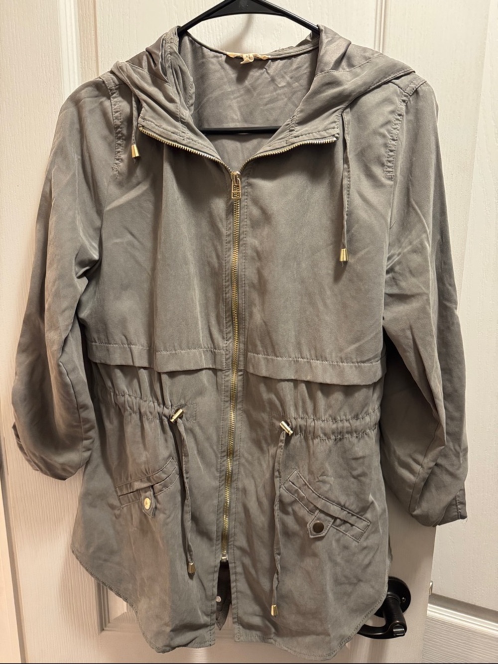 Maurices Gray Hooded Drawstring Utility Jacket